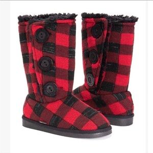Muk Luks red plaid boots